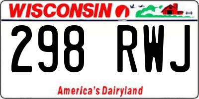 WI license plate 298RWJ