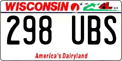 WI license plate 298UBS