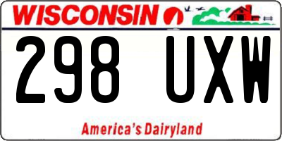 WI license plate 298UXW