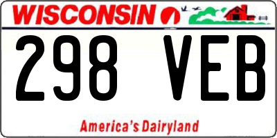 WI license plate 298VEB