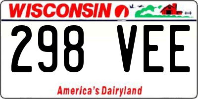 WI license plate 298VEE