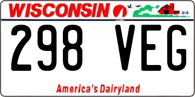 WI license plate 298VEG