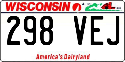 WI license plate 298VEJ