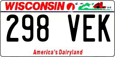 WI license plate 298VEK