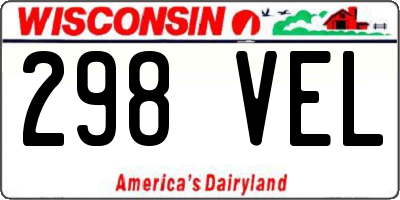 WI license plate 298VEL