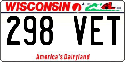 WI license plate 298VET