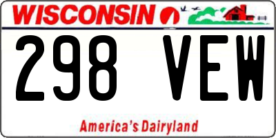 WI license plate 298VEW