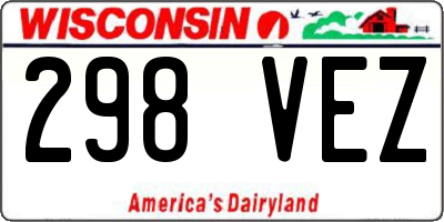WI license plate 298VEZ