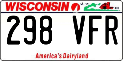 WI license plate 298VFR