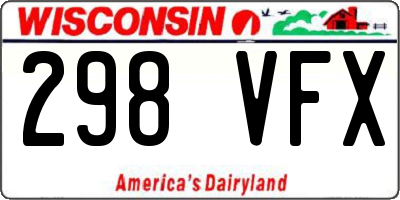 WI license plate 298VFX