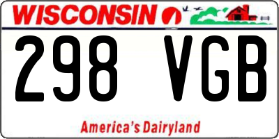 WI license plate 298VGB