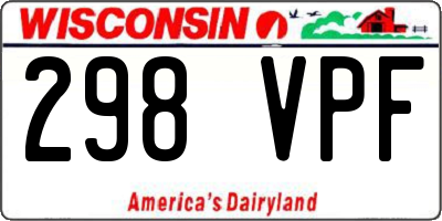WI license plate 298VPF