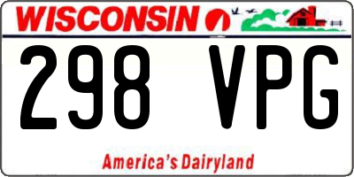 WI license plate 298VPG