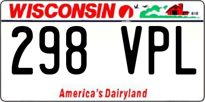 WI license plate 298VPL