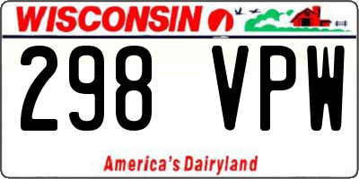 WI license plate 298VPW