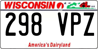 WI license plate 298VPZ
