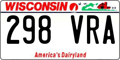 WI license plate 298VRA