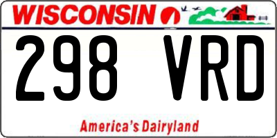 WI license plate 298VRD