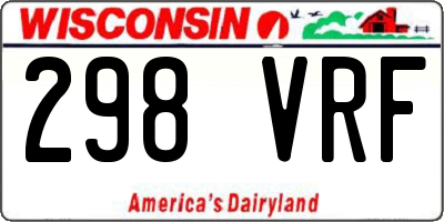 WI license plate 298VRF