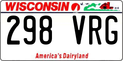 WI license plate 298VRG