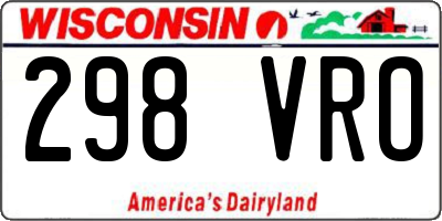 WI license plate 298VRO