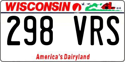 WI license plate 298VRS