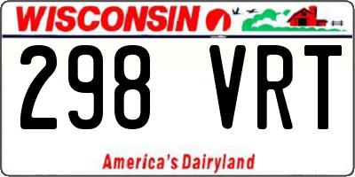 WI license plate 298VRT
