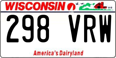 WI license plate 298VRW