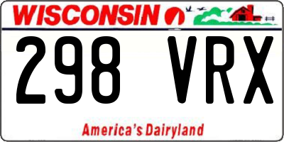 WI license plate 298VRX