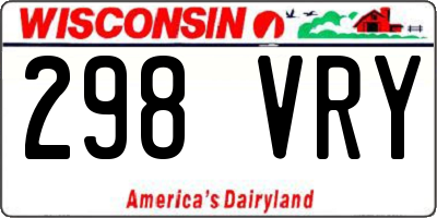 WI license plate 298VRY