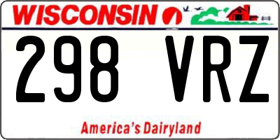 WI license plate 298VRZ