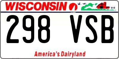 WI license plate 298VSB