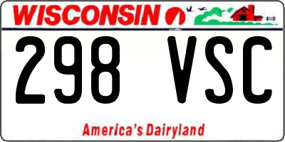 WI license plate 298VSC