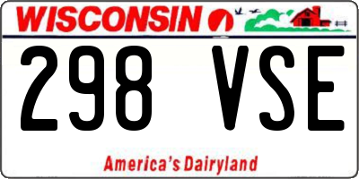 WI license plate 298VSE