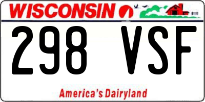 WI license plate 298VSF