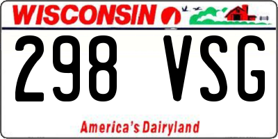 WI license plate 298VSG