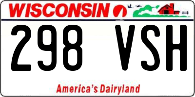 WI license plate 298VSH