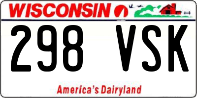 WI license plate 298VSK