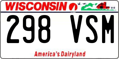 WI license plate 298VSM
