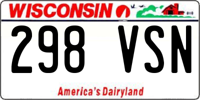 WI license plate 298VSN