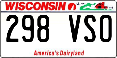 WI license plate 298VSO