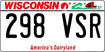 WI license plate 298VSR