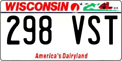 WI license plate 298VST