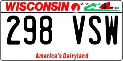 WI license plate 298VSW