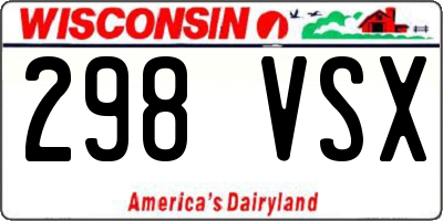 WI license plate 298VSX