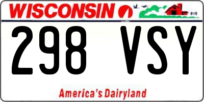 WI license plate 298VSY
