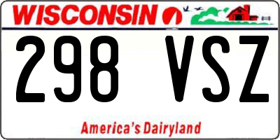 WI license plate 298VSZ
