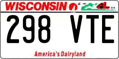 WI license plate 298VTE