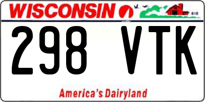 WI license plate 298VTK