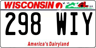 WI license plate 298WIY
